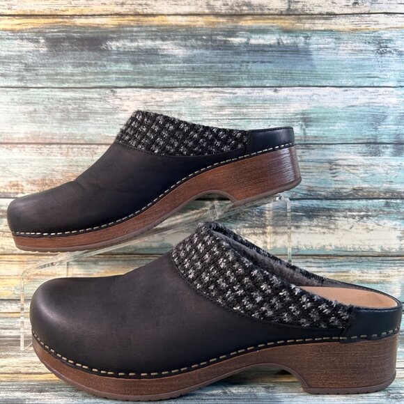 Dansko Bev Clogs Womens 10.5-11 Black Nubuck Leather Slip On Casual Comfort Shoe - Picture 3 of 12